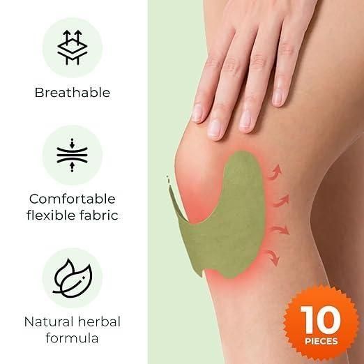 Knee Relief Heat Patches: 36 Count Natural Herbal Relieving Plaster for Long Lasting Muscle and Joint Relief - Mugwort Arthritis Hot Patches Kit with Bone-on-Bone Support
