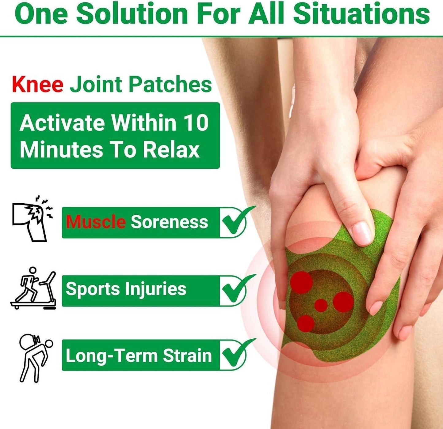 Knee Relief Heat Patches: 36 Count Natural Herbal Relieving Plaster for Long Lasting Muscle and Joint Relief - Mugwort Arthritis Hot Patches Kit with Bone-on-Bone Support